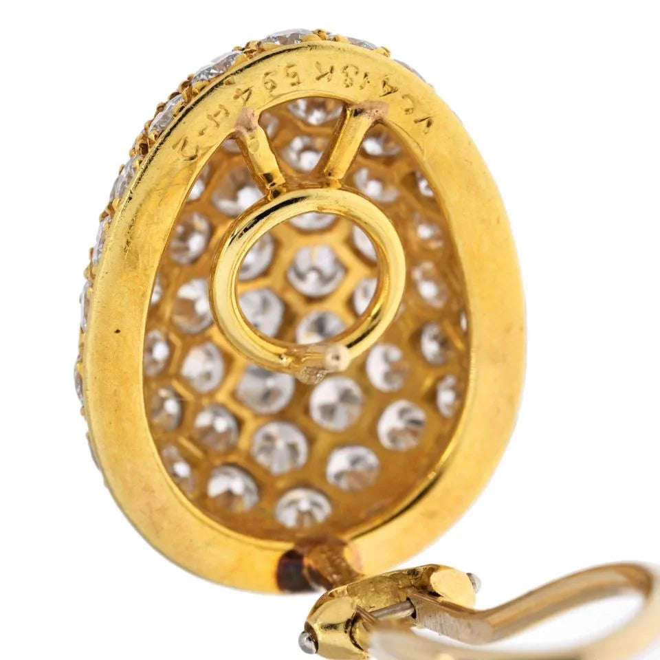 Van Cleef & Arpels 18K Yellow Gold Pave Round Diamond Cluster Earrings — view 5 — Laura Milman New York