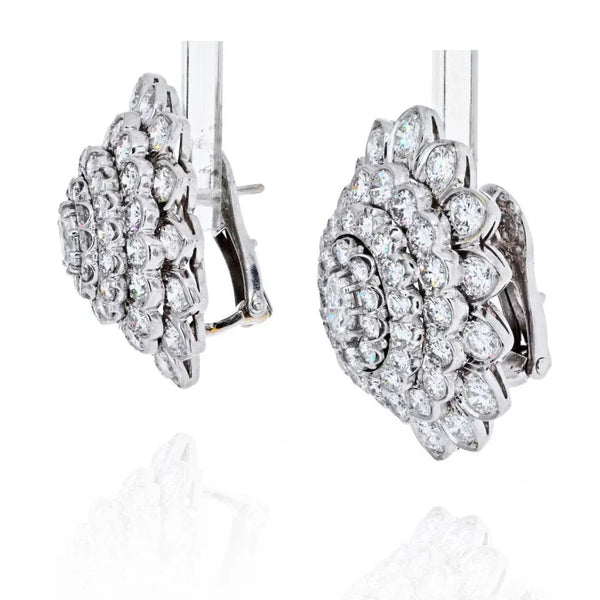 David Webb Platinum & 18K White Gold Oval And Round Cut Diamond Cluster Earrings — view 2