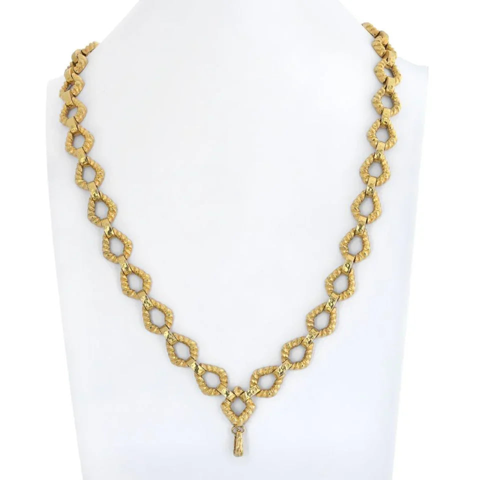 David Webb Platinum & 18K Yellow Gold Hammered Link Twist Chain Necklace — Laura Milman New York