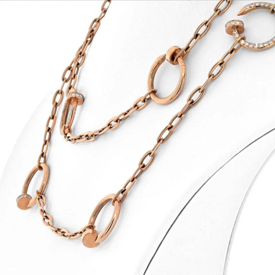Cartier Juste Un Clou 18K Rose Gold Diamond Chain 35 Inch Necklace — view 3 — Laura Milman New York