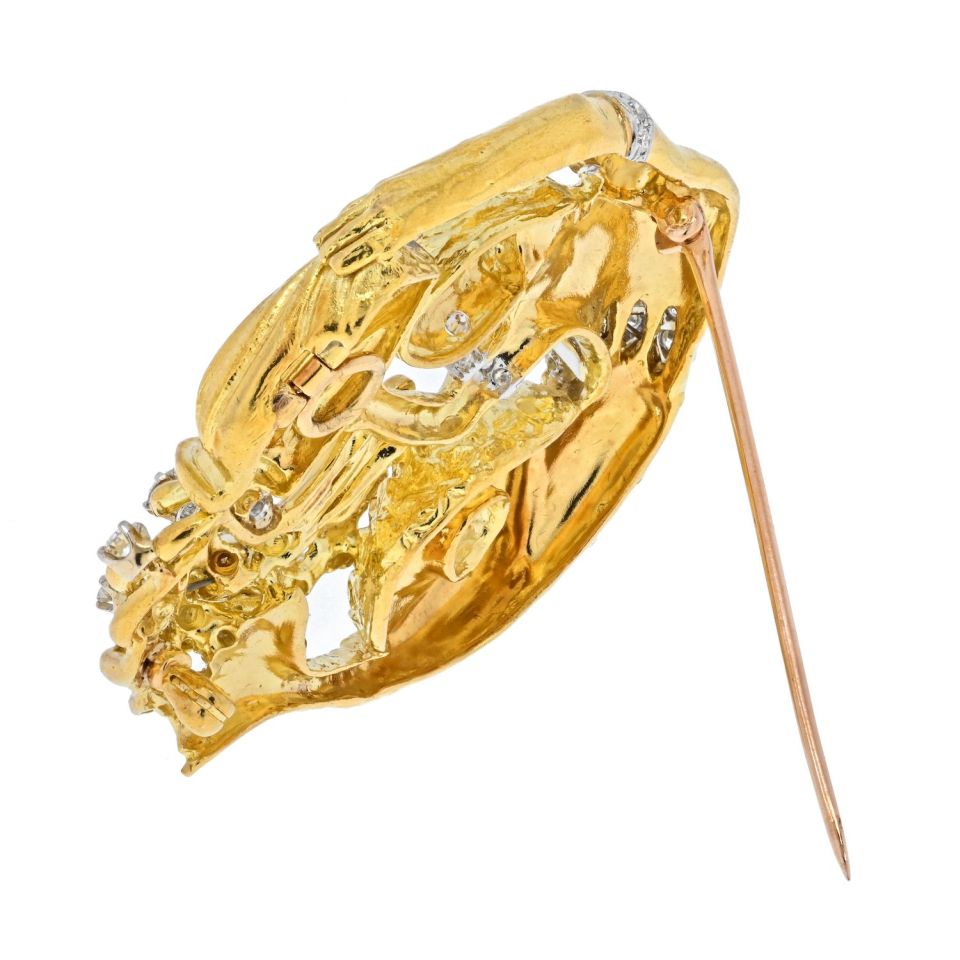 David Webb Platinum & 18K Yellow Gold Zodiac Aquarius Pendant — view 3 — Laura Milman New York
