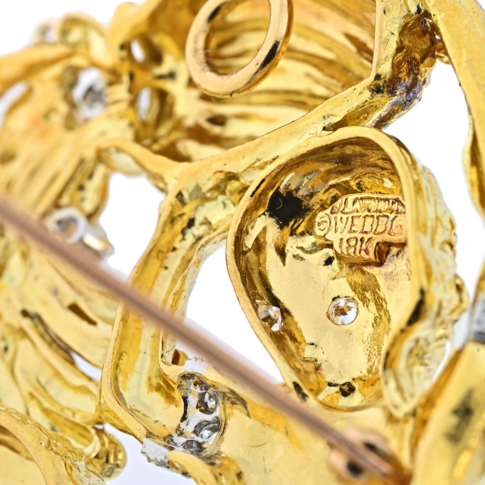 David Webb Platinum & 18K Yellow Gold Zodiac Aquarius Pendant — view 5 — Laura Milman New York