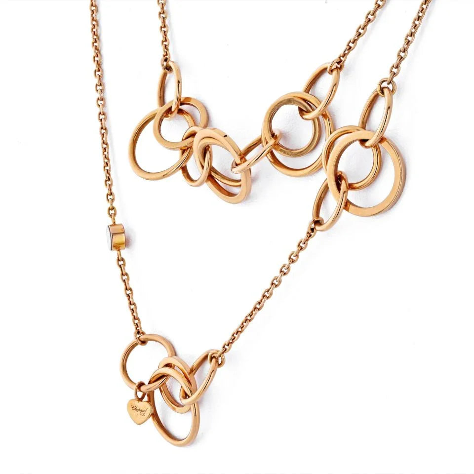 Chopard 18K Rose Gold Happy Diamonds Necklace — view 2 — Laura Milman New York