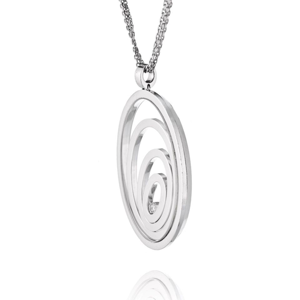 Chopard Diamond 18K White Gold Happy Spirit Floating Diamond Pendant — view 2 — Laura Milman New York