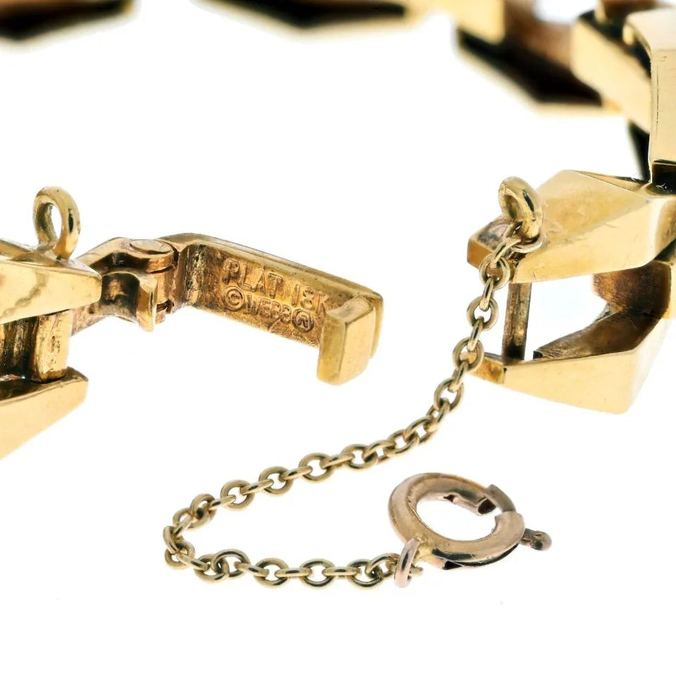 David Webb 18K Yellow Gold Lightning Bolt Modern Link Cubist Design Bracelet — view 5 — Laura Milman New York
