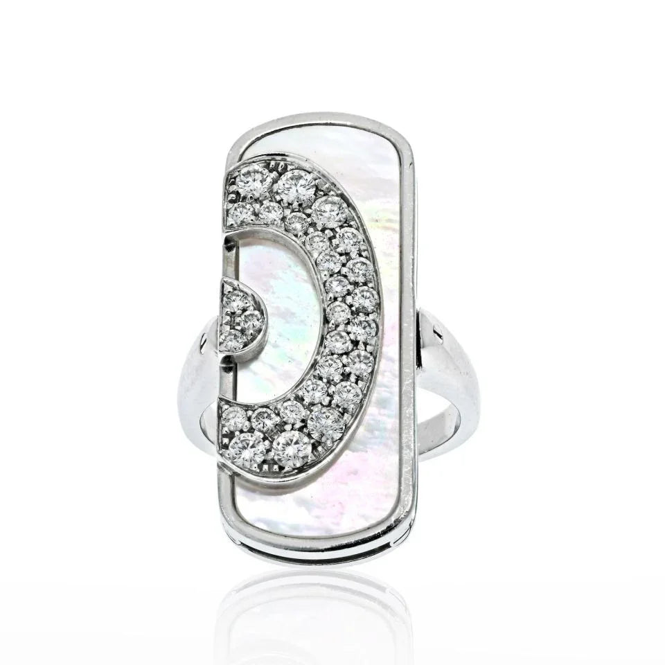 Bvlgari 18K White Gold Mother Of Pearl Illusion Diamond Cocktail Ring — Laura Milman New York