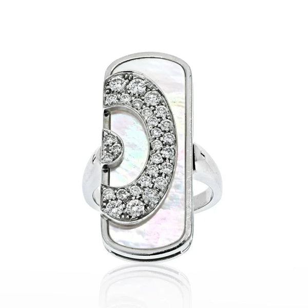 Bvlgari 18K White Gold Mother Of Pearl Illusion Diamond Cocktail Ring