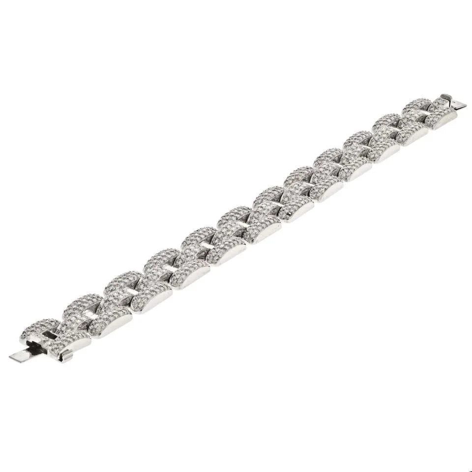 Chopard 18K White Gold 20 Carat Micro Pave Diamond Link Bracelet — view 4 — Laura Milman New York