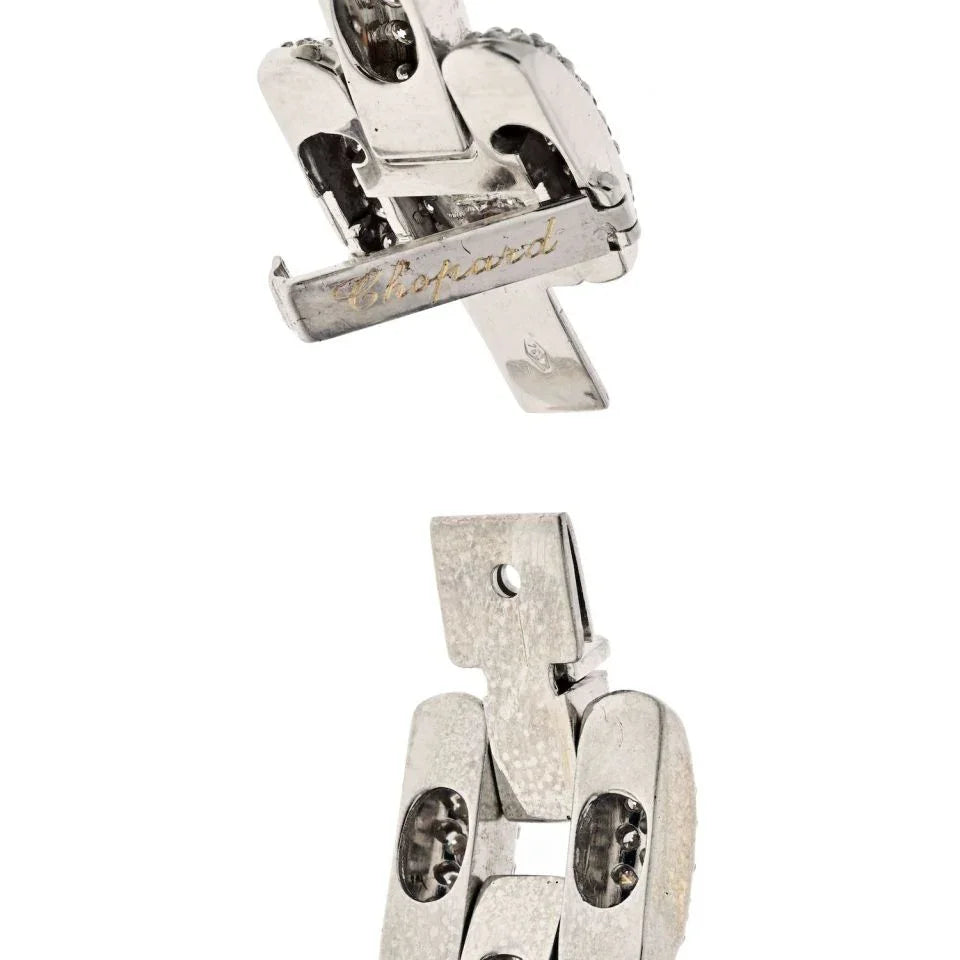 Chopard 18K White Gold 20 Carat Micro Pave Diamond Link Bracelet — view 5 — Laura Milman New York