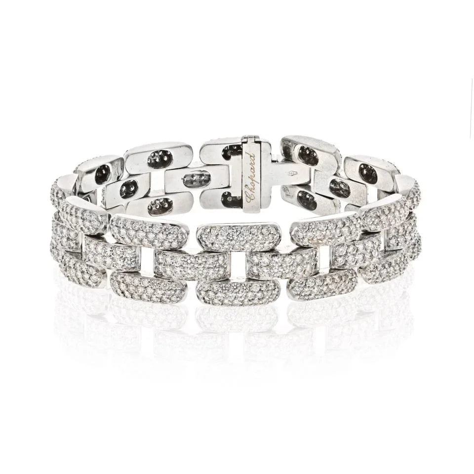 Chopard 18K White Gold 20 Carat Micro Pave Diamond Link Bracelet — Laura Milman New York