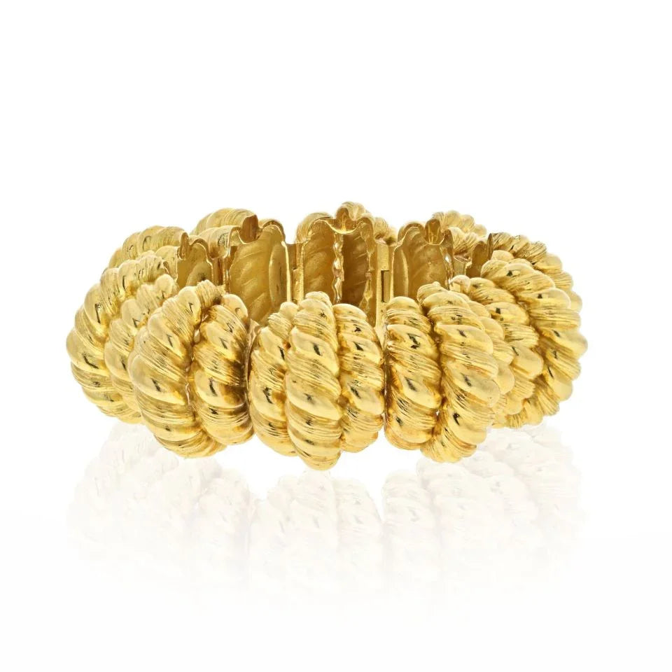 David Webb 18K Yellow Gold Power Architectural Bracelet — Laura Milman New York