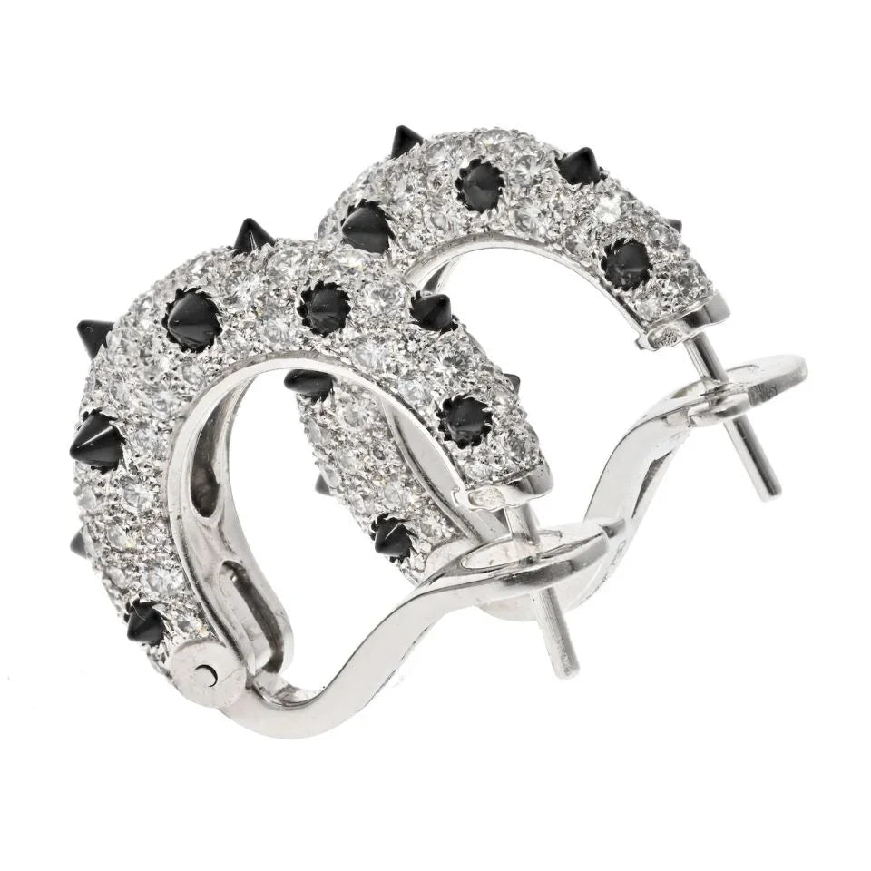 Cartier 18K White Gold Clash Diamond And Black Onyx Earrings — view 3 — Laura Milman New York