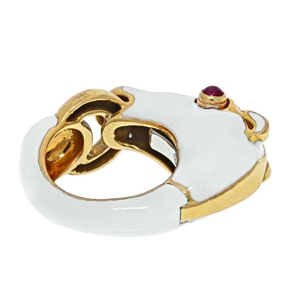 David Webb Estate Ring 18K Yellow Gold and Platinum