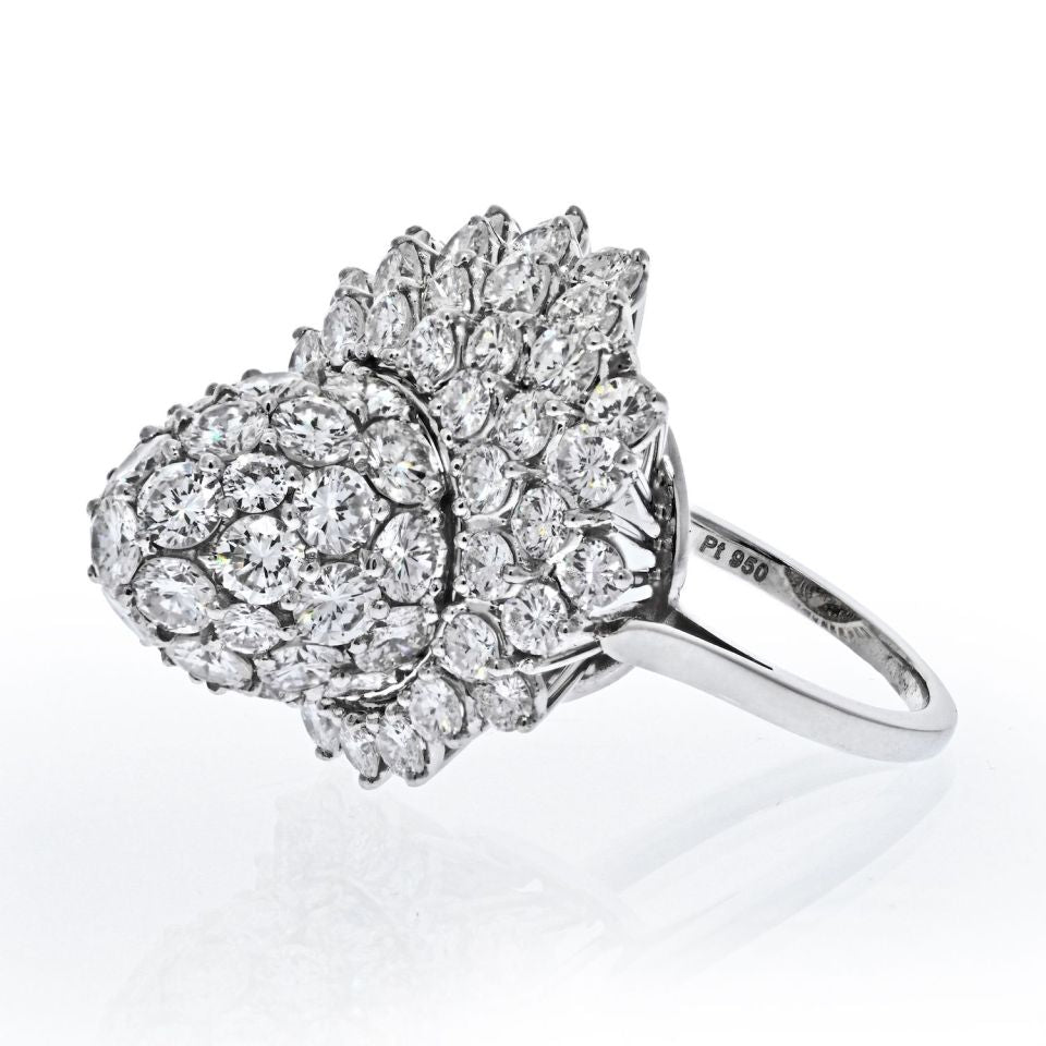 Cartier Platinum 5.85 Carat Diamond Tulip Vintage Ring — view 2 — Laura Milman New York