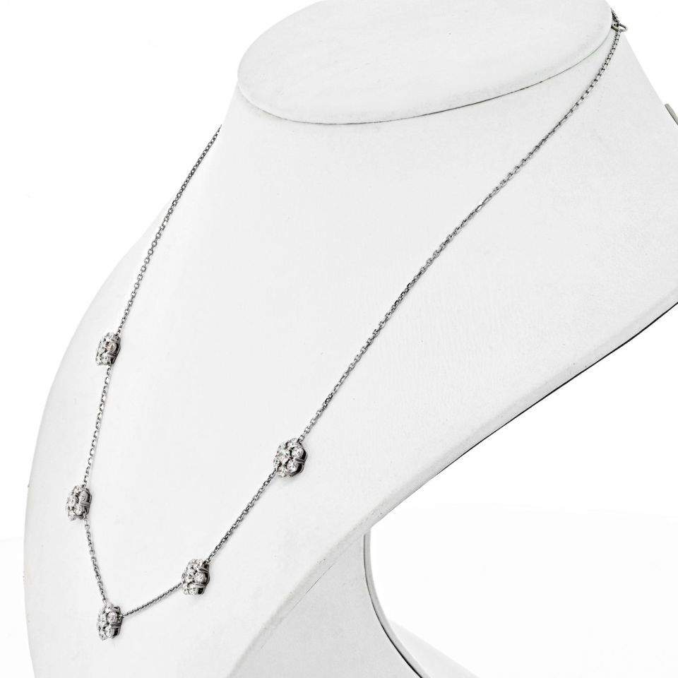 Van Cleef & Arpels Diamond 18K White Gold Fleurette Necklace — view 2 — Laura Milman New York