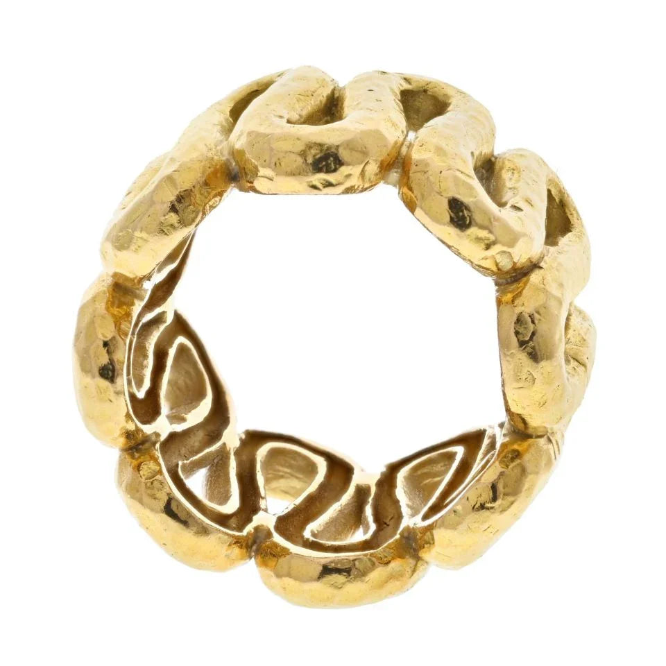 David Webb 18K Yellow Gold Zigzag Hammered Ring — view 3 — Laura Milman New York