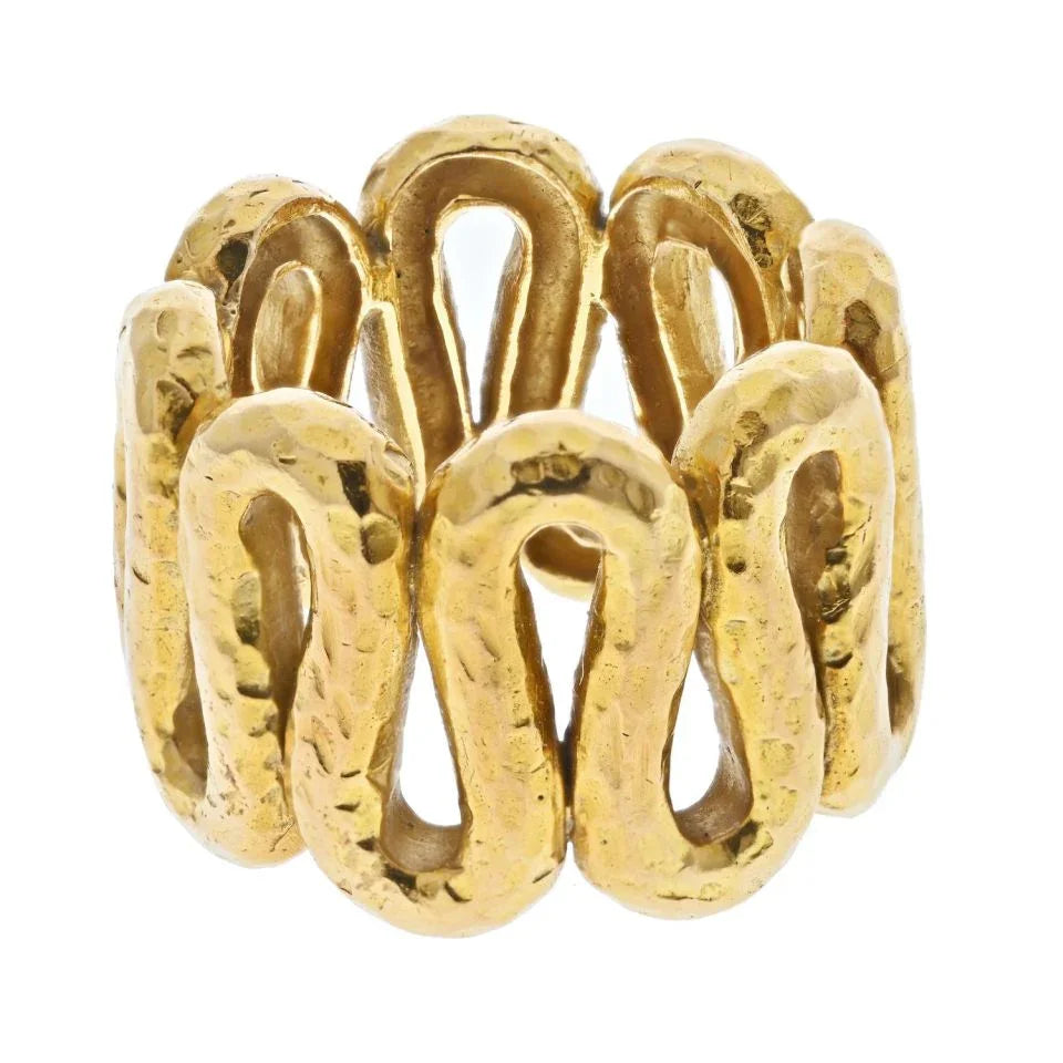 David Webb 18K Yellow Gold Zigzag Hammered Ring — view 4 — Laura Milman New York
