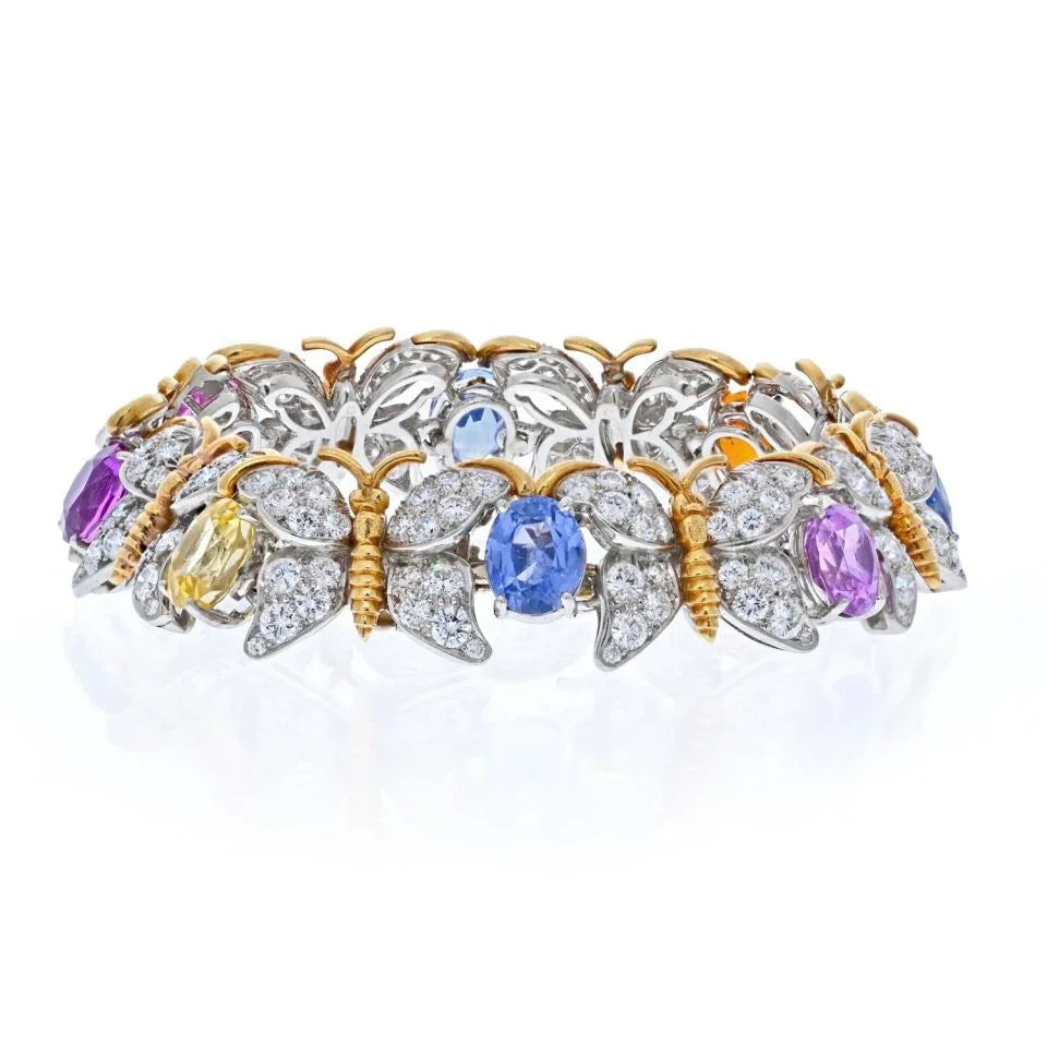Tiffany & Co. Schlumberger Platinum & 18K Yellow Gold Butterfly Motif Bracelet — Laura Milman New York