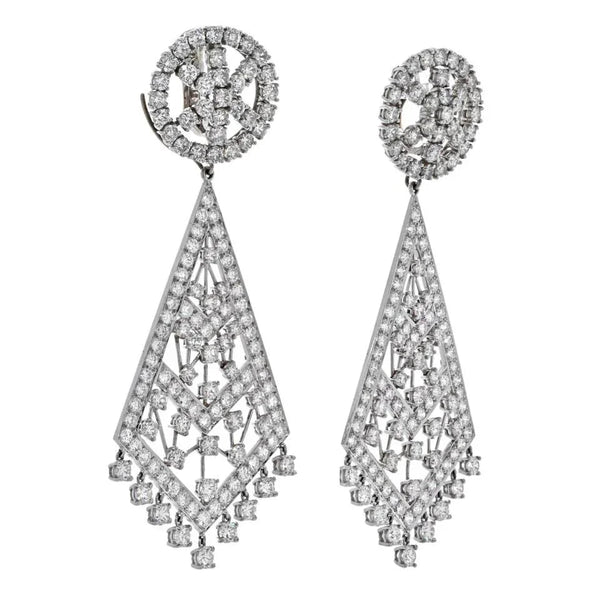 David Webb Platinum 36 Carats Diamond Chandelier Earrings — view 2