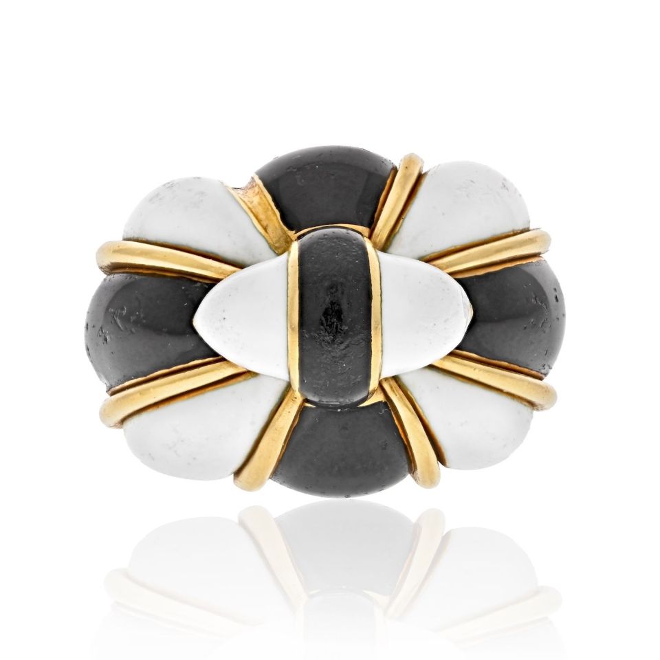 David Webb Estate Ring 18K Yellow Gold and Platinum