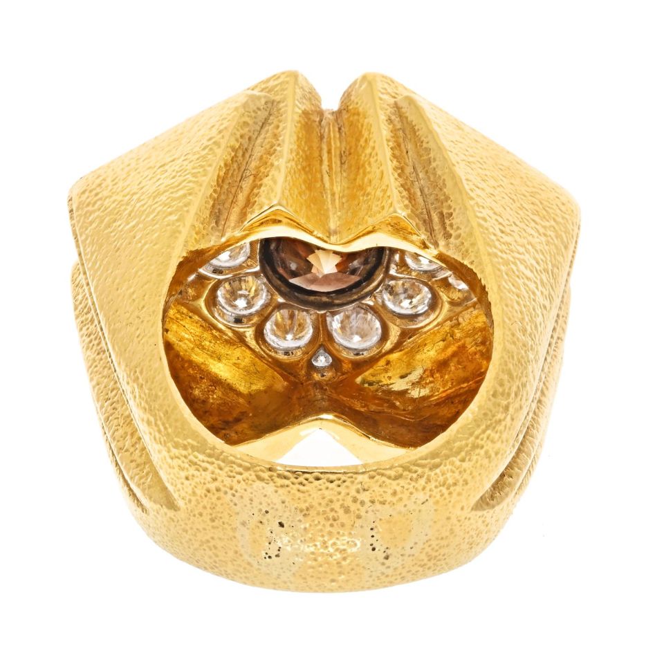 David Webb Estate Ring 18K Yellow Gold and Platinum