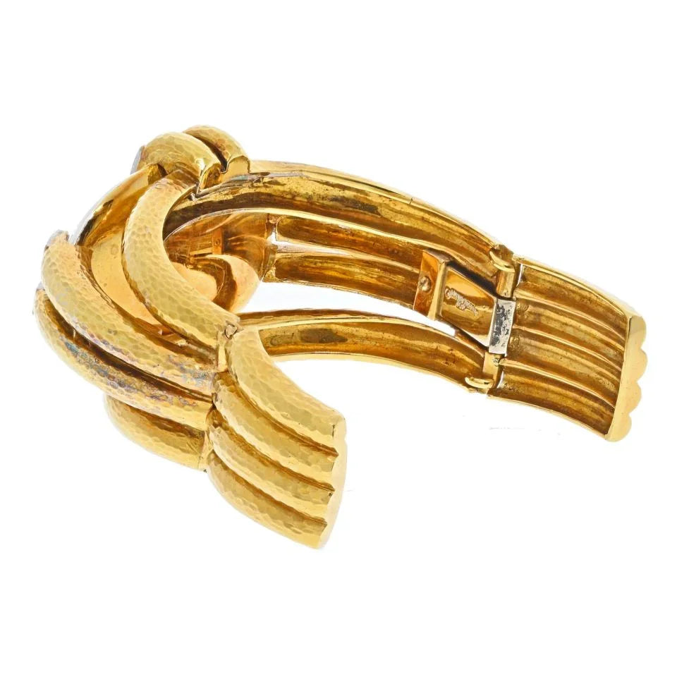 David Webb Platinum & 18K Yellow Gold Notre Dame Rock Crystal Bracelet — view 4 — Laura Milman New York
