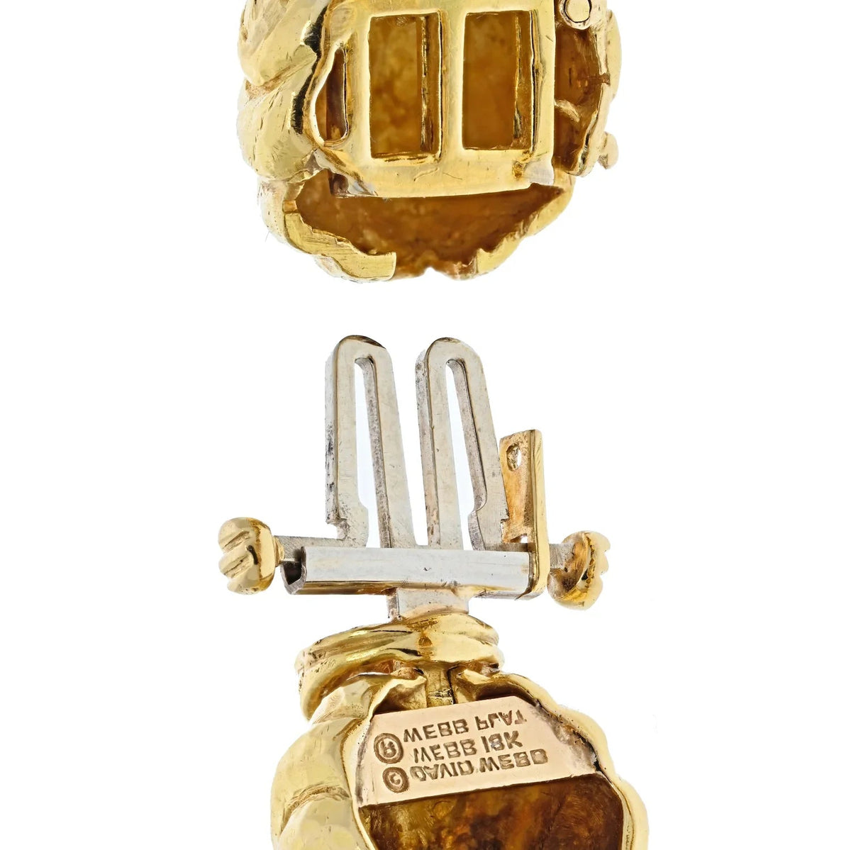 David Webb Platinum & 18K Yellow Gold Escargot Fluted Round Gold Link Bracelet — view 3 — Laura Milman New York