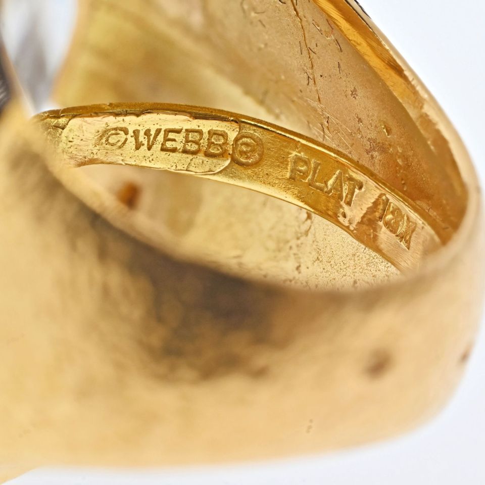 David Webb Estate Ring 18K Yellow Gold and Platinum