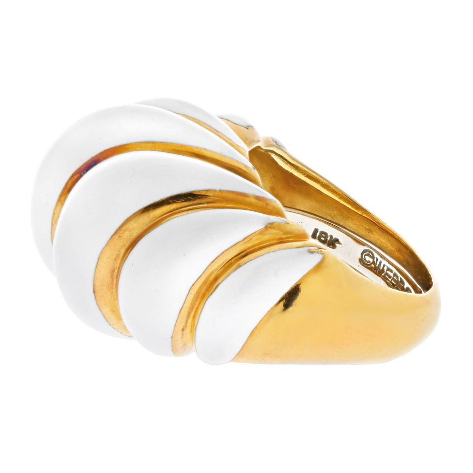 David Webb Estate Ring 18K Yellow Gold and Platinum