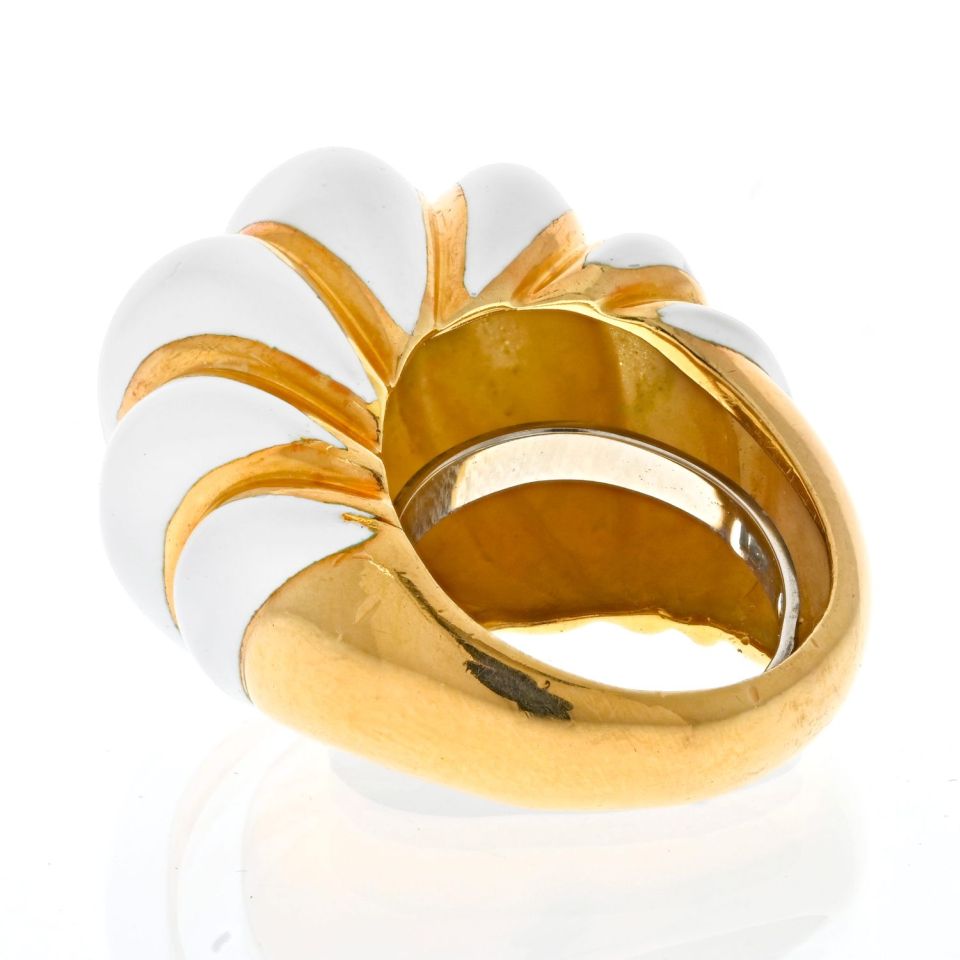 David Webb Estate Ring 18K Yellow Gold and Platinum