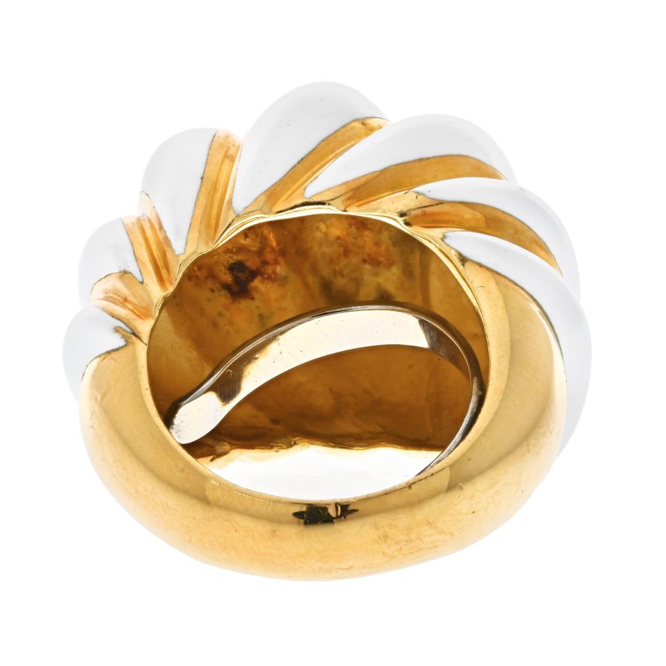 David Webb Estate Ring 18K Yellow Gold and Platinum