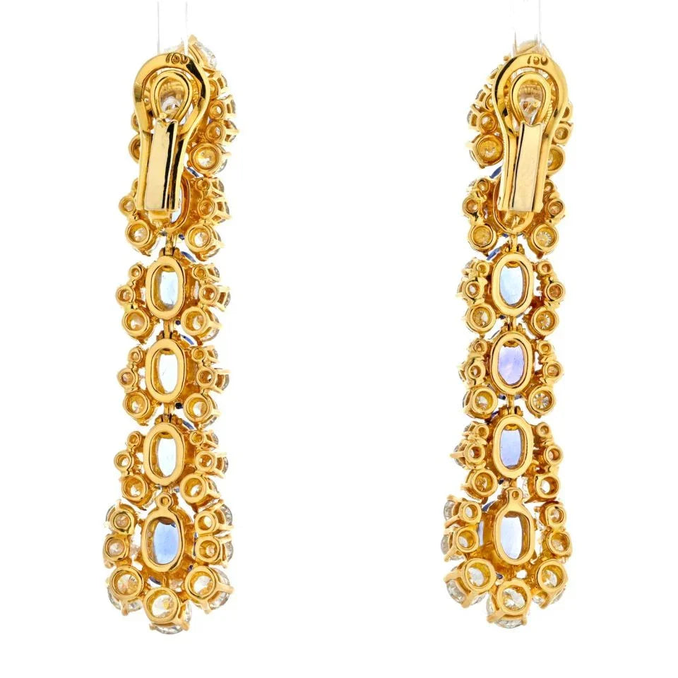 Marina B . 18K Yellow Gold Diamond And Sapphire Drop Earrings — view 4 — Laura Milman New York