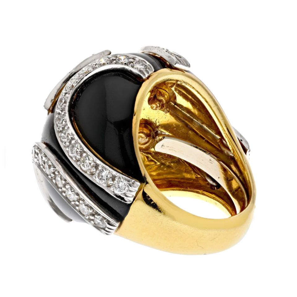 David Webb Estate Ring 18K Yellow Gold and Platinum 2 cts Diamond