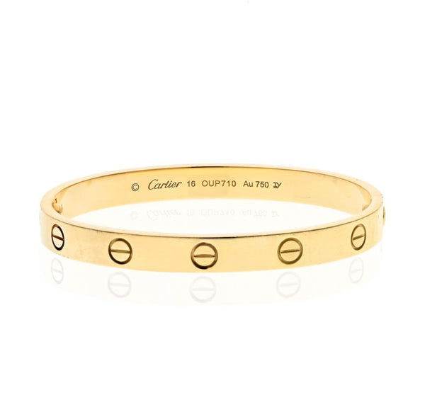 Pre-Owned Cartier Love 18K Yellow Gold Love Bangle Size 16 Bracelet - Cartier Bracelet