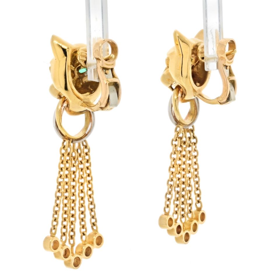 Cartier Platinum and 18K Yellow Gold Panthere Dangle Earrings with Diamonds