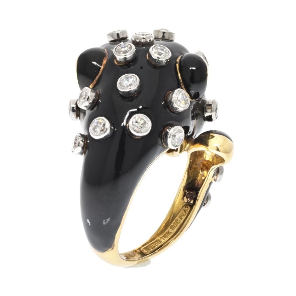 David Webb Estate Ring 18K Yellow Gold and Platinum