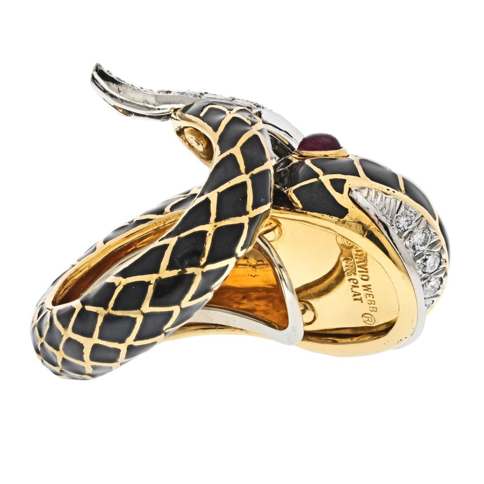 David Webb Estate Ring 18K Yellow Gold and Platinum