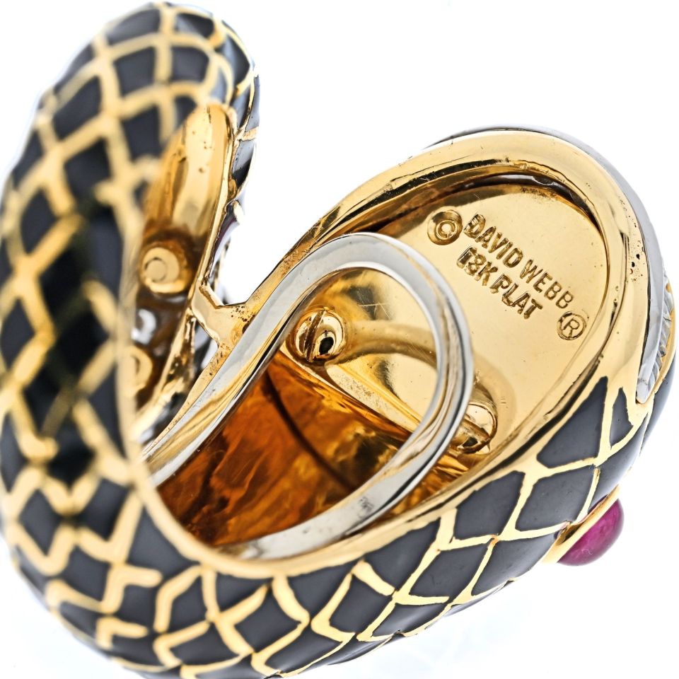 David Webb Estate Ring 18K Yellow Gold and Platinum