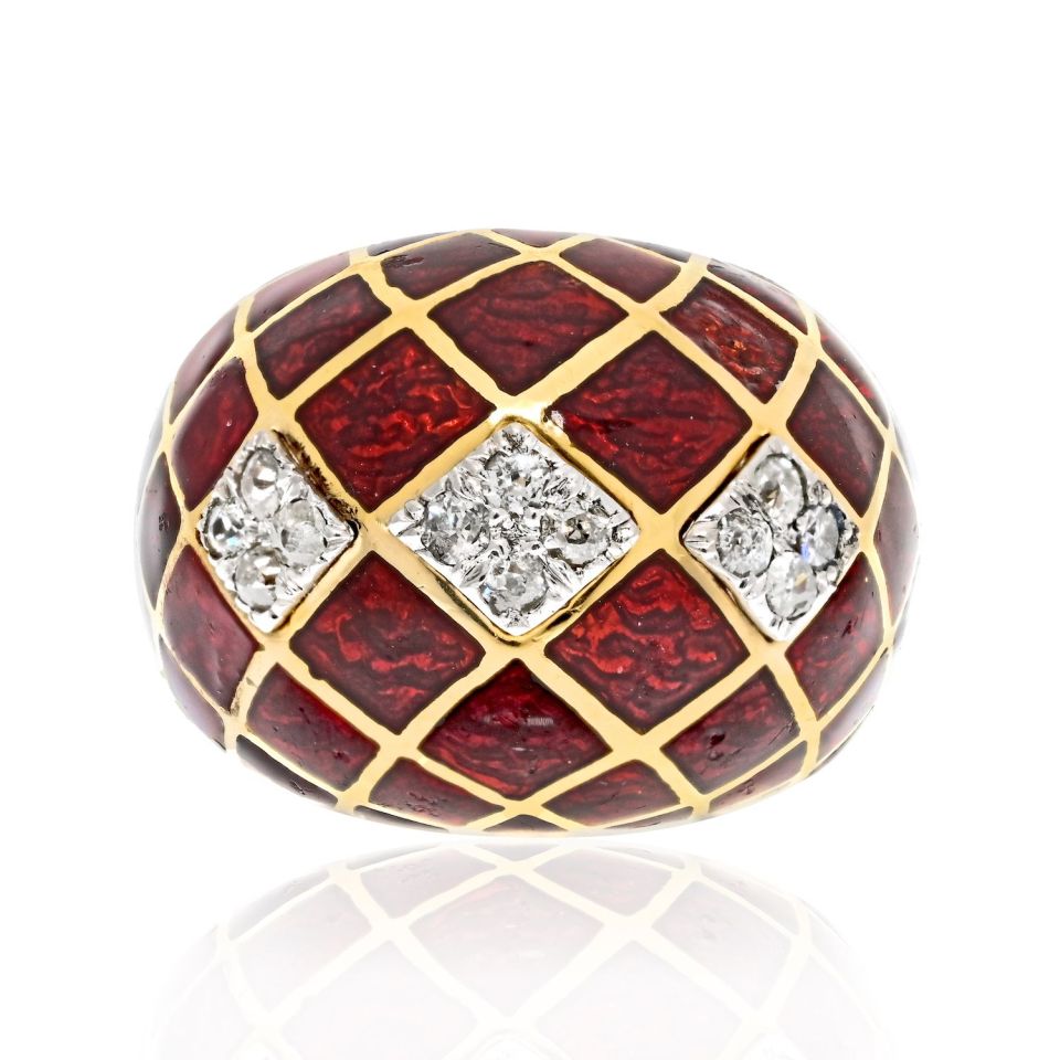 David Webb Estate Ring 18K Yellow Gold and Platinum