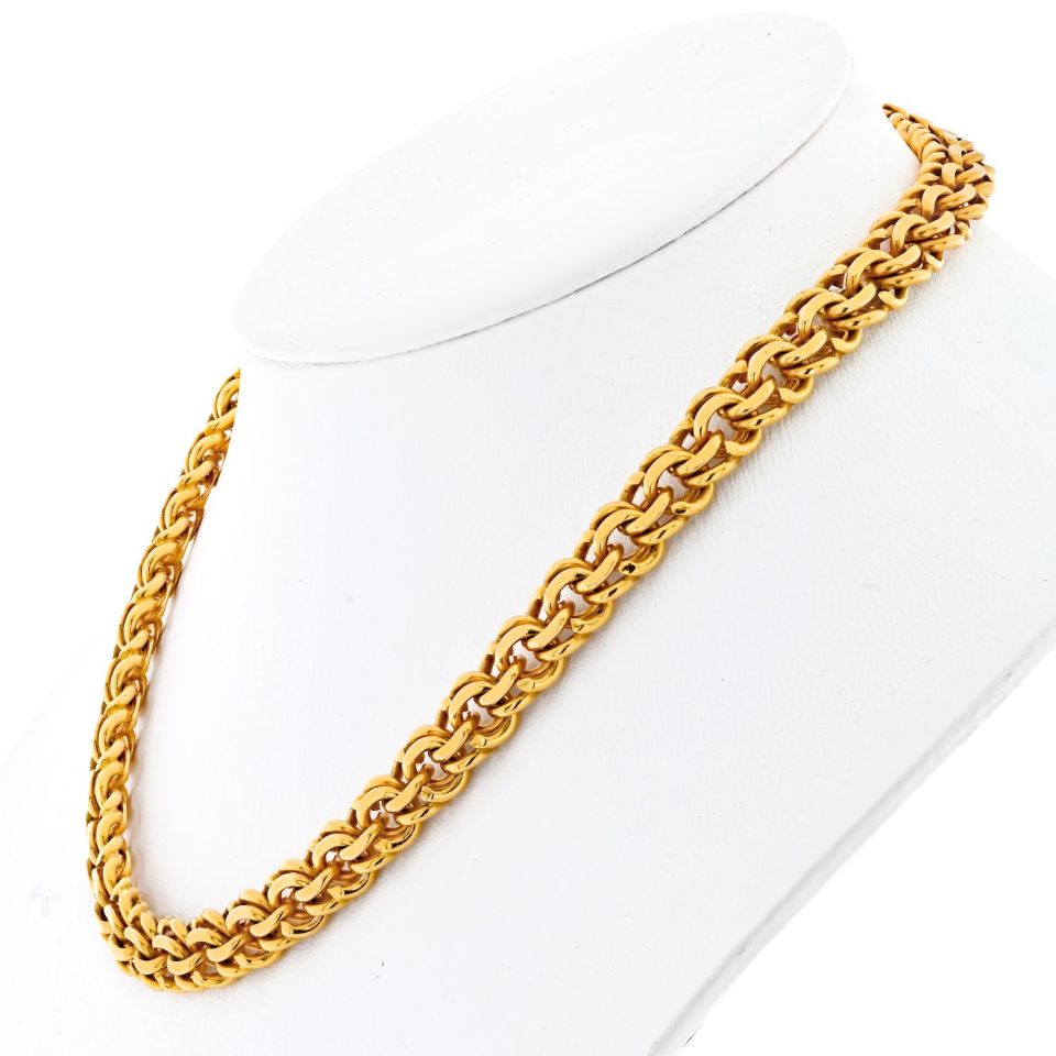 Vintage Cartier 18K Yellow Gold Byzantine Chain Necklace