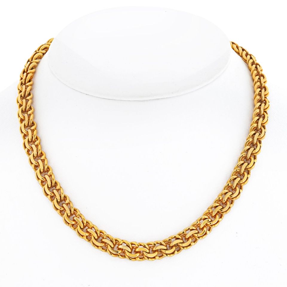 Vintage Cartier 18K Yellow Gold Byzantine Chain Necklace