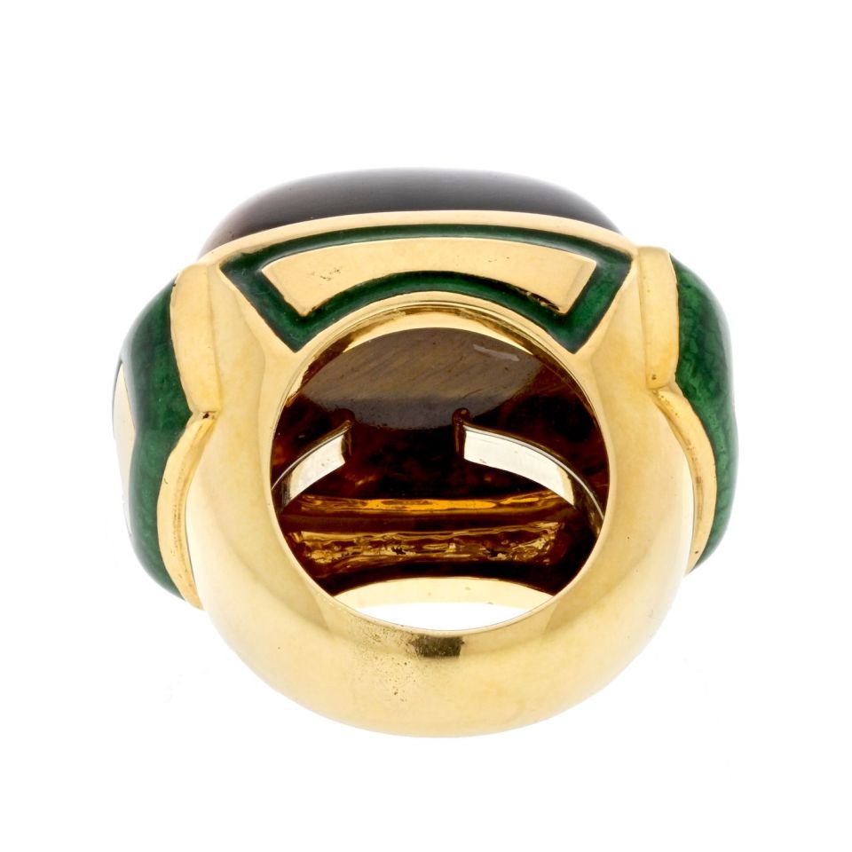 David Webb Estate Ring 18K Yellow Gold and Platinum