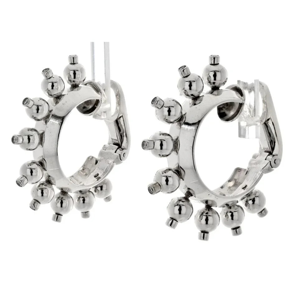 Aletto Brothers 18K White Gold Half Hoop Diamond Earrings — view 2 — Laura Milman New York