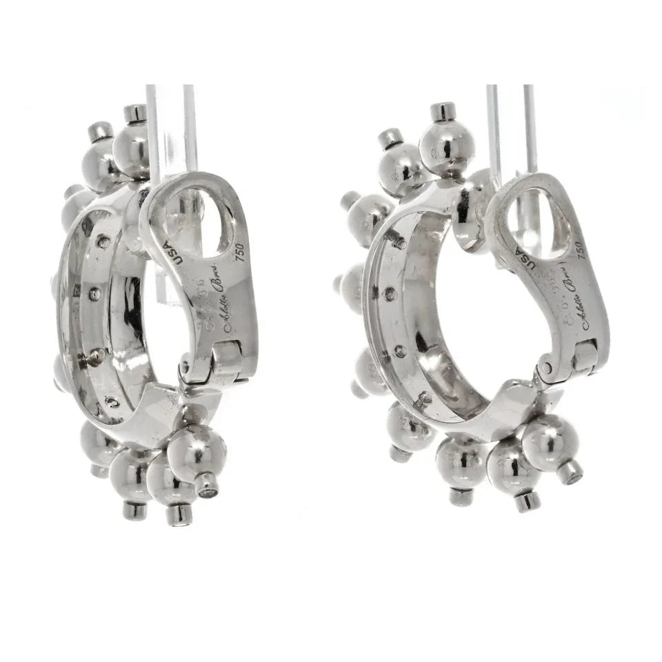 Aletto Brothers 18K White Gold Half Hoop Diamond Earrings — view 3 — Laura Milman New York
