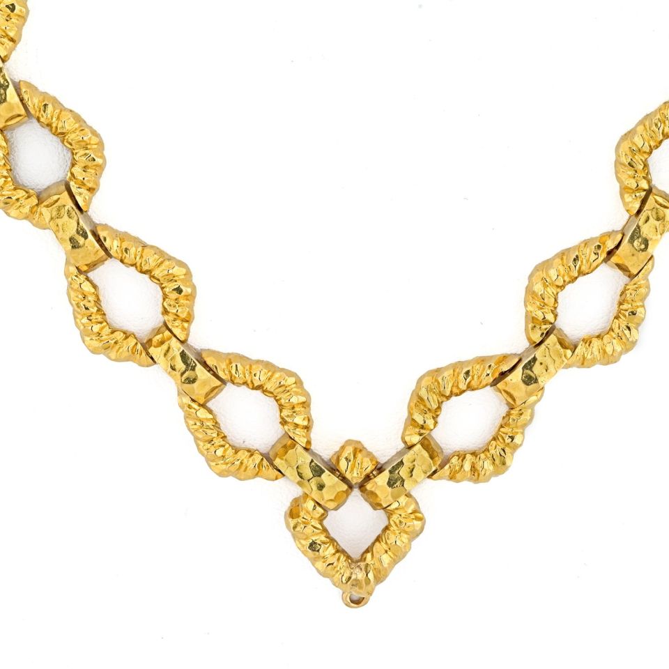 David Webb Platinum & 18K Yellow Gold 31 Inches Textured Link Chain Necklace — view 3 — Laura Milman New York