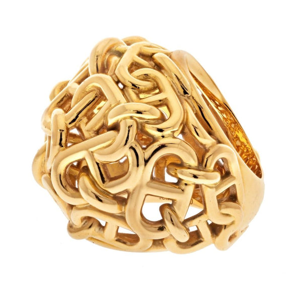 Hermès 18K Yellow Gold Chaîne D'ancre Dome Cocktail Ring — view 2