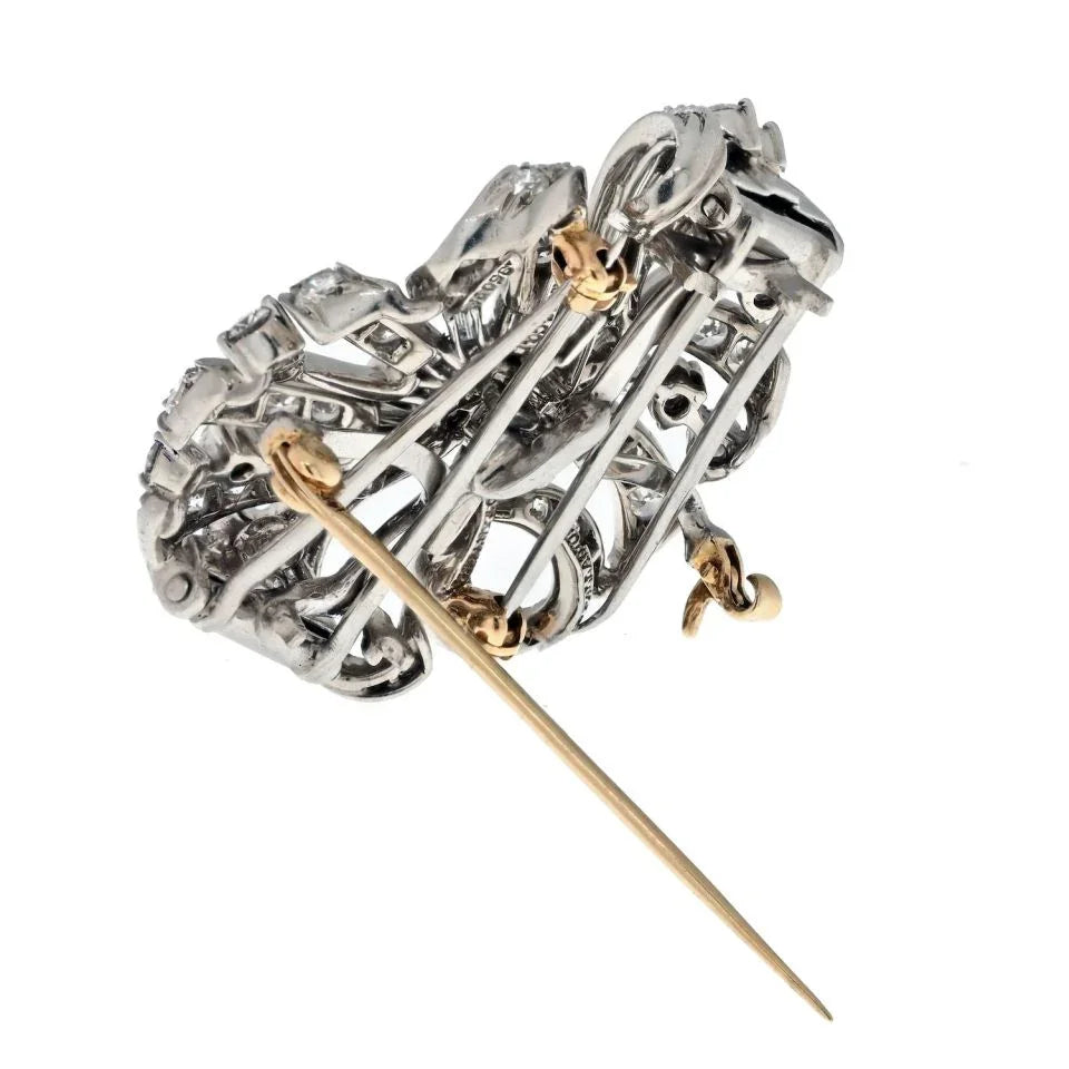 Tiffany & Co. Platinum 7.20cttw Diamond Double Clip Brooch — view 3 — Laura Milman New York