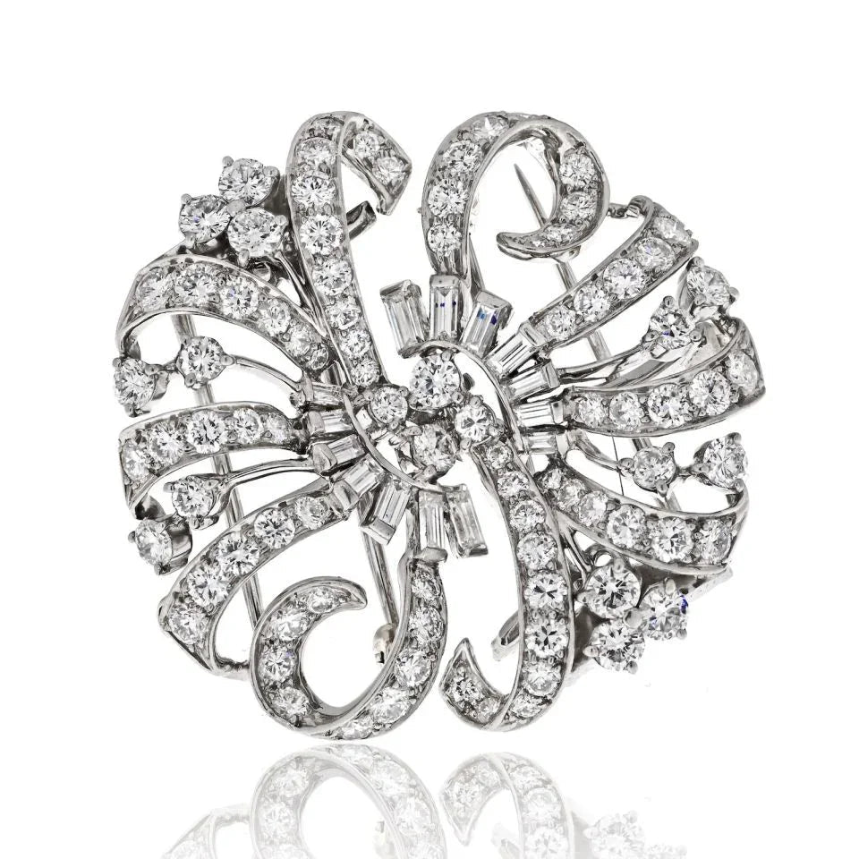 Tiffany & Co. Platinum 7.20cttw Diamond Double Clip Brooch — Laura Milman New York