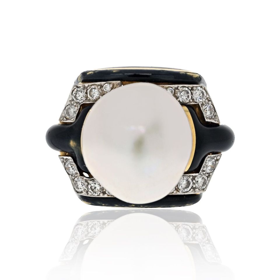 David Webb Estate Ring 18K Yellow Gold and Platinum