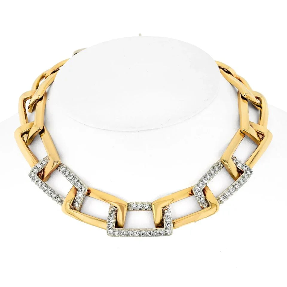 David Webb Platinum & 18K Yellow Gold Open Link Collar Necklace — Laura Milman New York
